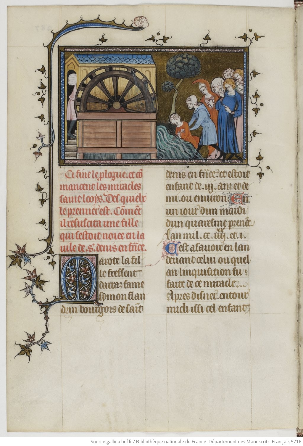 Enluminadura tirada de Vie et miracles de saint Louis, Guillaume de Saint-Pathus, França, Ségle XIVen