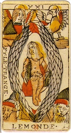 Taròt lama 21, lo Monde, Joan Dodal, sègle XVIIIen
