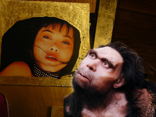 New Goddess by Sylviane Pouchot and reconstruction of a Neanderthal Man by E. Daynes  Philippe Plailly / Eurelios