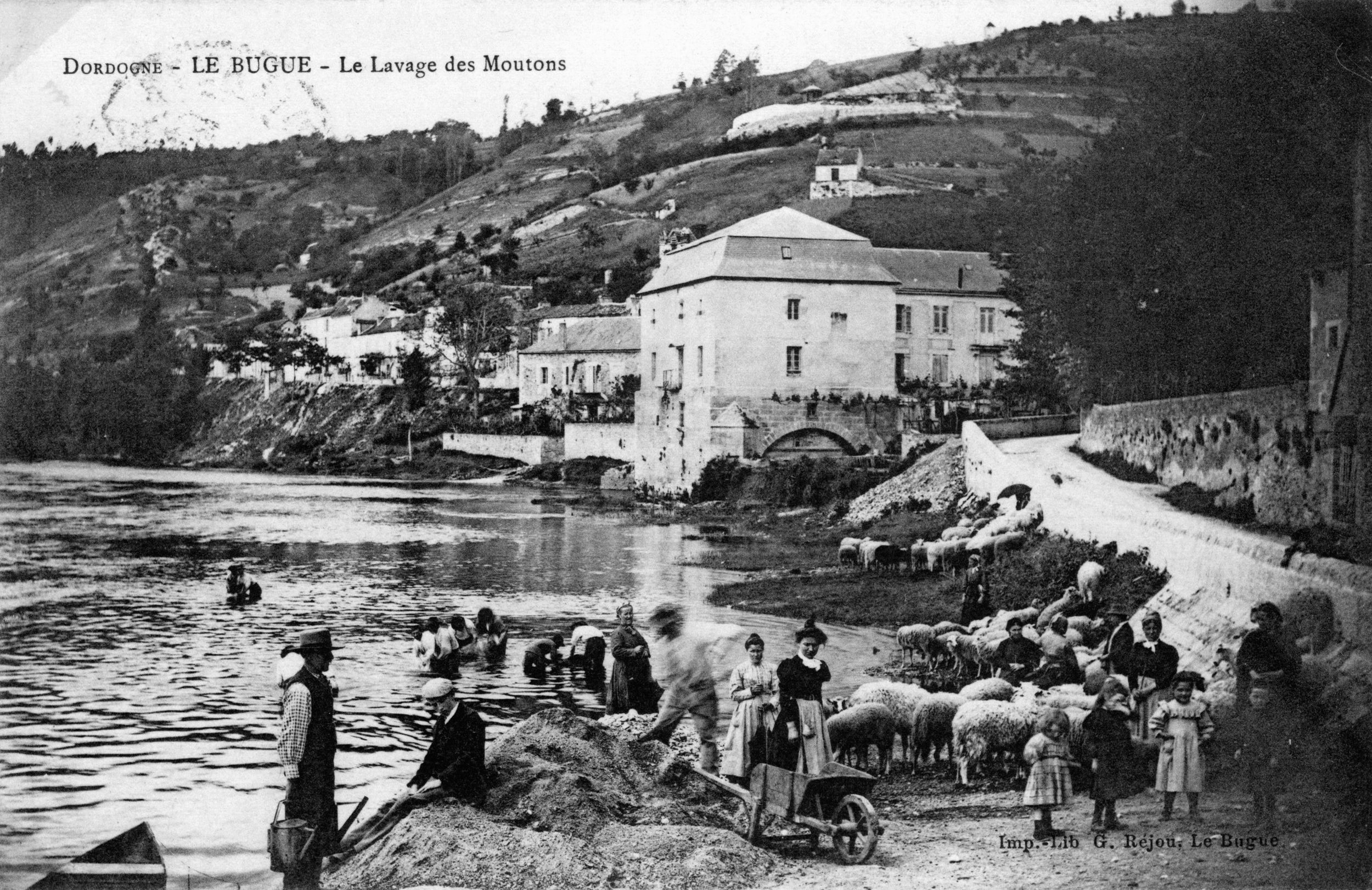 Le lavage des moutons au Bugue au bord de la Vézère