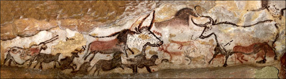 D�velopp� de la paroi de gauche de la Salle des Taureaux, Grotte de Lascaux